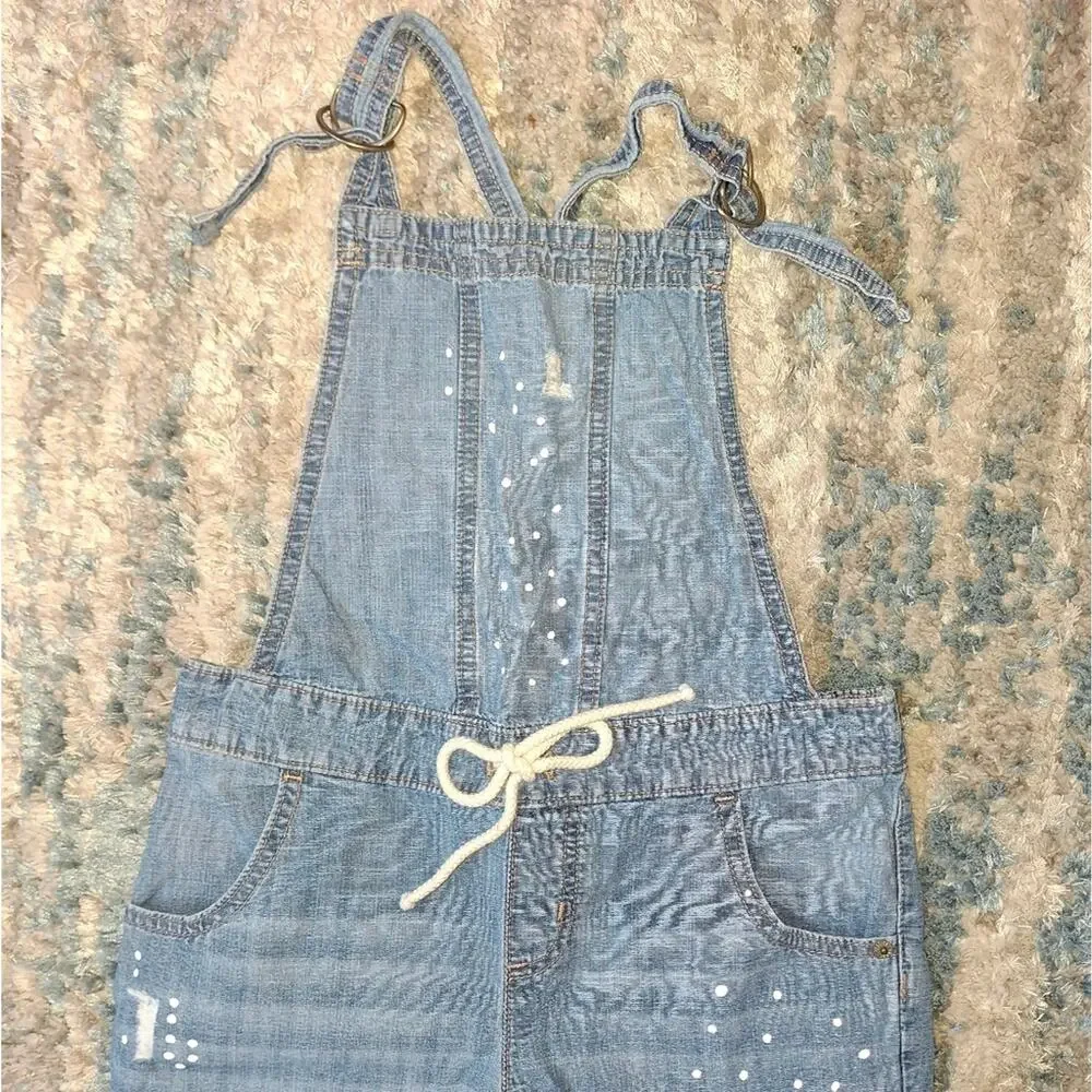 Justice Size 12 Girls Distressed Overalls EUC
